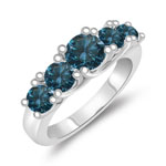 1.53 Cts Blue Diamond Five Stone Ring in 14K White Gold