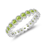 0.92 Cts AAA Peridot Eternity Wedding Band in 14K White Gold