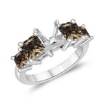 2.31 Cts Brown Diamond Engagement Ring Setting in 14K White Gold  (Princess Prong)