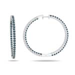 5.28 Cts Blue Diamond Inner-Outer Hoop Earrings in 14K White Gold