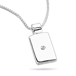 Childrens Jewelry - 0.01 Cts  SI2 - I1 clarity and I-J color Diamond Studded Dog Tag Pendant in 925 Sterling Silver