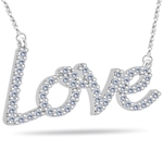 0.52 Cts Diamond Love Charm Pendant in 14K White Gold