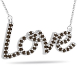 0.57 Cts Champagne Diamond Love Charm Pendant in 14K White Gold