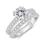 1.64 Cts Diamond Engagement & Wedding Ring Set in 14K White Gold