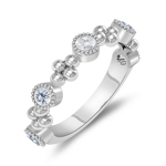 0.25 Cts Diamond Five Stone Wedding Band in 14K White Gold