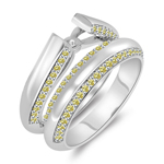 0.51 Cts Canary Diamond Semi-Mount Matching Ring Set in 14K White Gold