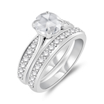 1.60 Cts Diamond Matching Ring Set in 14K White Gold