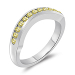 0.26 Cts Canary Diamond Wrap Wedding Band in 14K White Gold