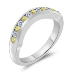 0.25 Cts Canary & White Diamond Wrap Wedding Band in 14K White Gold