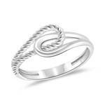 Plain and Rope Pattern Love Knot Ring in 14K White Gold