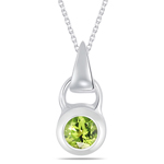 0.34 Cts of 4 mm AA Round Peridot Solitaire Pendant in Silver