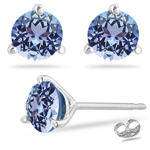 0.72 Cts of 4.5 mm A Round Tanzanite Stud Earrings in 14K White Gold