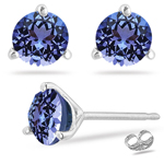 2.68 Cts of 7 mm AA Round Tanzanite Stud Earrings in Platinum