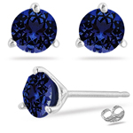 0.22 Cts of 3 mm AAA Round Tanzanite Stud Earrings in 14K White Gold