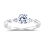 1.12 Cts Diamond Five Stone Engagement Ring in 14K White Gold