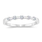 0.15 Cts Diamond Five Stone Wedding Band in 14K White Gold