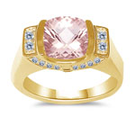 0.32 Cts Diamond & 1.62 Cts Morganite Ring in 14K Yellow Gold