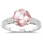 0.12 Cts Diamond & 1.62 Cts Morganite Ring in 14K White Gold