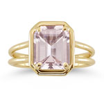 2.65 Cts of 10x8 mm AAA Emerald Morganite Solitaire Ring in 14K Yellow Gold