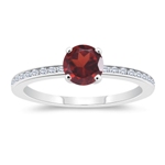 0.18 Cts Diamond & 1.25 Cts Garnet Engagement Ring in 14K White Gold