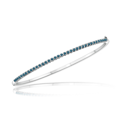 0.41 Cts Blue Diamond Fashion Bangle in 14K White Gold