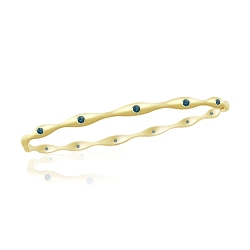 0.46 Cts Blue Diamond Fashion Bangle in 14K Yellow Gold