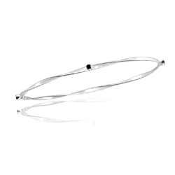 0.16 Cts Black Diamond Twisted Bangle in 14K White Gold