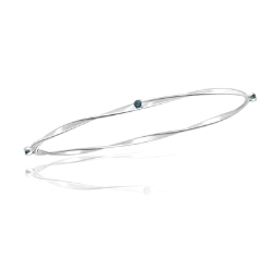 0.13 Cts Blue Diamond Twisted Bangle in 14K White Gold