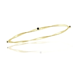 0.16 Cts Black Diamond Twisted Bangle in 14K Yellow Gold