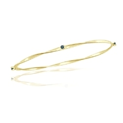 0.13 Cts Blue Diamond Twisted Bangle in 14K Yellow Gold