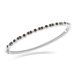 0.90 Cts Champagne Diamond Fashion Bangle in 14K White Gold