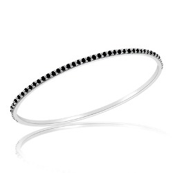 2.86 Cts Black Diamond Eternity Bangle in 14K White Gold