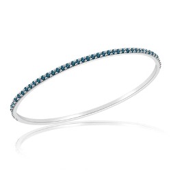 2.42 Cts Blue Diamond Eternity Bangle in 14K White Gold