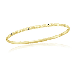 0.13 Cts Black Diamond Hammered Bangle in 14K Yellow Gold