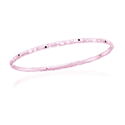 0.13 Cts Black Diamond Hammered Bangle in 14K Pink Gold