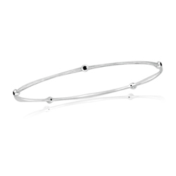 0.10 Cts Black Diamond Five Stone Bark Bangle in 14K White Gold