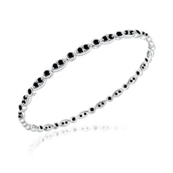 1.37 Cts Black Diamond Eternity Bangle in 14K White Gold