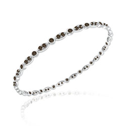 1.16 Cts Champagne Diamond Bangle in 14K White Gold