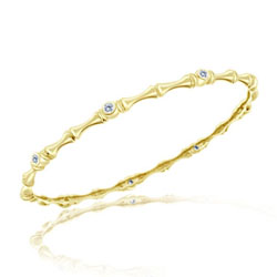 0.36 Cts Diamond Bamboo Bangle in 14K Yellow Gold