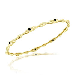 0.47 Cts Black Diamond Bamboo Bangle in 14K Yellow Gold