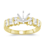 0.44 Cts Diamond Ring Setting in 14K Yellow Gold