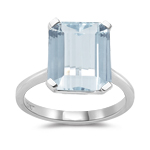 3.24 Cts of 10x8 mm AA Emerald Sky Blue Topaz Ring in 10K White Gold