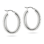 Oval Hoop Earrings in Sterling Silver