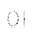 Oval Braided Hoop Earrings in Sterling Silver