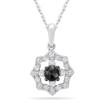 0.35 Cts Black & White Diamond Pendant in 14K White Gold