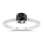 1.15 Cts Black & White Diamond Ring in 14K White Gold