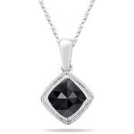 1.50-1.75 Cts Black Diamond Solitaire Pendant in 14K White Gold