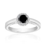 0.60 Cts Black & White Diamond Ring in Silver