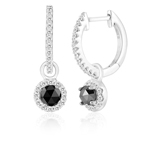 0.90 Cts Black & White Diamond Earrings in Silver