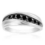 1.00 Ct Black Diamond Ring in Sterling Silver
